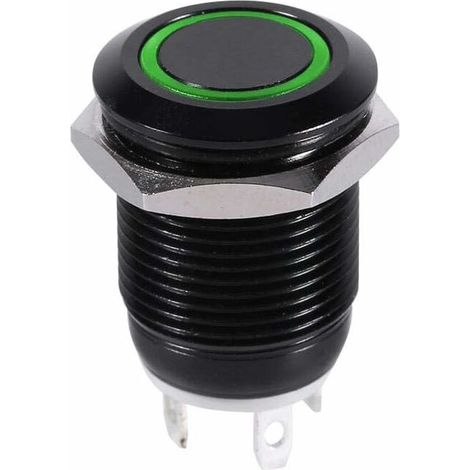 Bouton Poussoir Momentané Interrupteur à Bouton-Poussoir LED 12mm Interrupteur d'Alimentation Commutateur à Verrouillage de Puissance de la Voiture Etanche(Vert) (1/5)