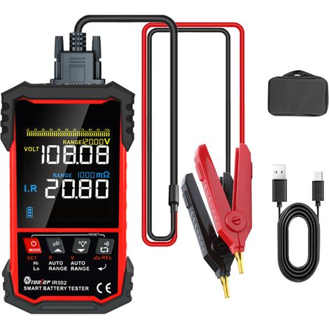 Tester interno per la resistenza della batteria con schermo da 3,2 pollici, autocalibrazione, filtraggio e doppia funzione di allarme. (1/5)