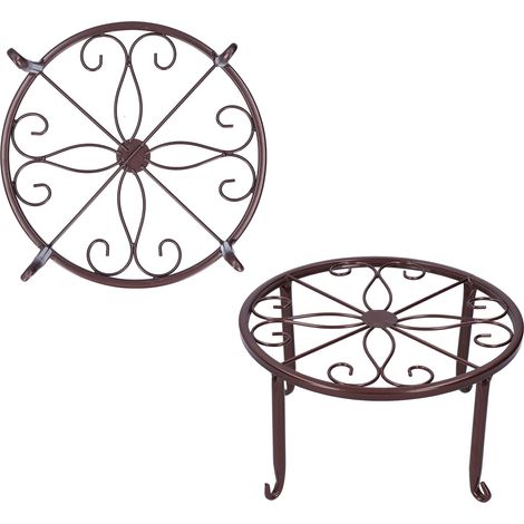 Support 2 Pots de Fleurs pour Plantes d'Intérieur/Extérieur, Rangement Décoratif Bureau (1/5)