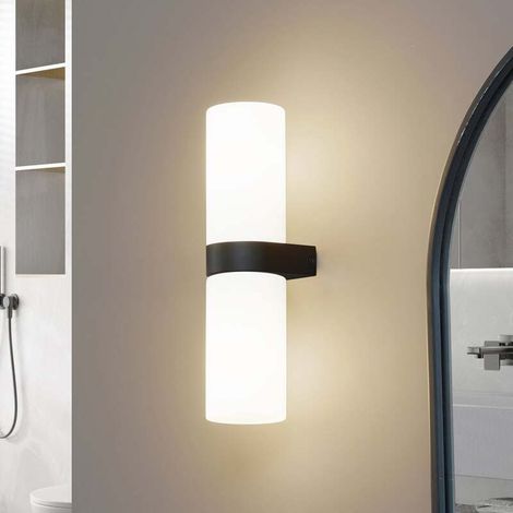 [GEBRAUCHT] B-Ware Lucande Bad-Wandleuchte Basolo LED dimmbar schwarz 31,5cm Glas Lampe Leuchte (1/2)