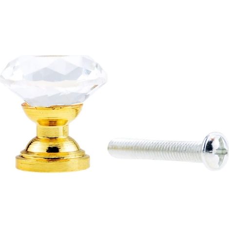Poignées de porte en cristal à motif diamant, boutons doré et (1/5)