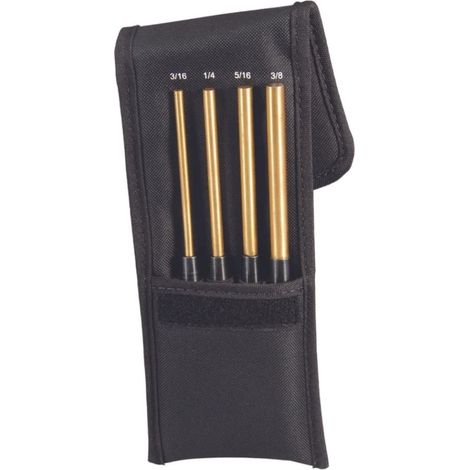 Starrett SB248Z - Set di 4 punzoni in ottone, lunghezza estesa in ottone, diametro perno 3/16"-3/8", lunghezza totale 20,3 cm, lunghezza totale 8 cm, lunghezza perno 9,5 cm, in sacchetto di tessuto (1/5)