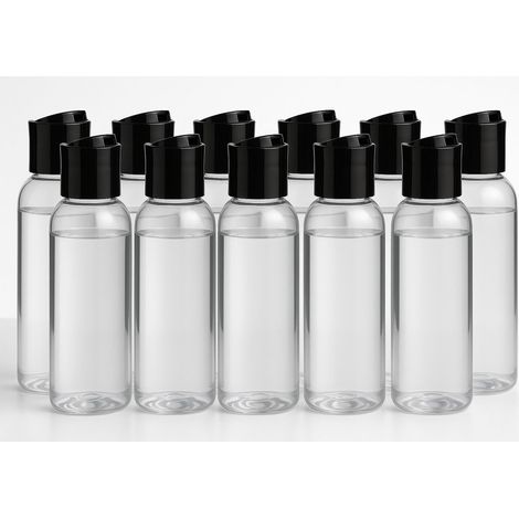 Lot de 10 flacons PET vides de 100 ml avec bouchon à disque – Flacons de voyage rechargeables pour savon, shampoing ou cosmétiques (1/4)