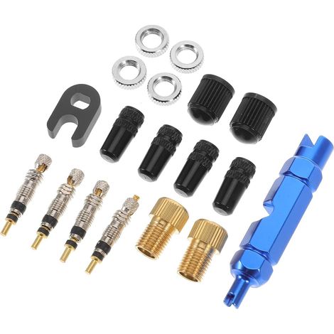 Kit d'outils de 18 pièces pour valves pneus amovibles, conception sans chambre à air, en métal et (1/5)