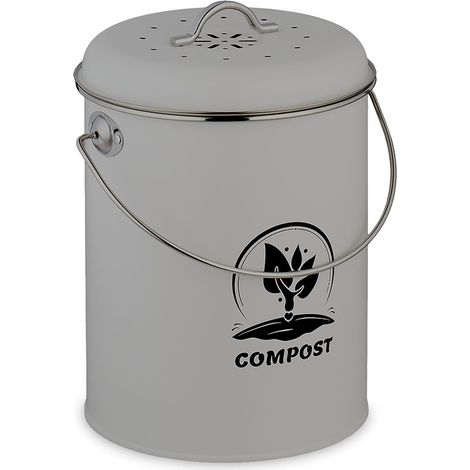 Compostiera con filtro antiodore, 5,5 litri, in ferro, per cucina.