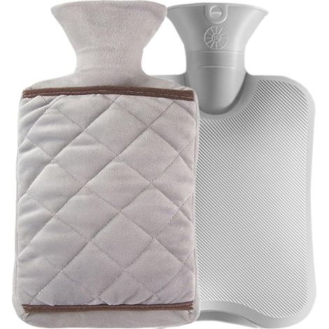 Bouillotte, bouteille d'eau chaude rechargeable et étanche avec housse en peluche douce, 2000 ml, idéale pour la chambre d'étudiant