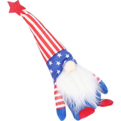 Gnome en Peluche Fait Main pour Fête Nationale, Décoration Bureau et Salon à Rayures Verticales