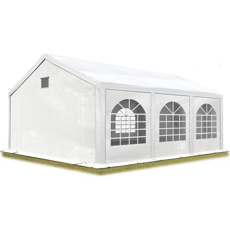 Tendone per Feste Gazebo 3x6 m bianco PE 550 N Impermeabile Protezione UV Tenda Giardino Sagre Eventi Mercati Esterno con telaio a pavimento (1/5)