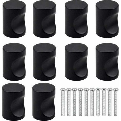 10PCS Noir Poignée de Porte de Tiroir, Bouton de Meuble, Boutons de Tiroir à Trou Rond Unique, Boutons de Porte Modernes, Poignées de Meubles pour Placard Armoire Cuisine, Chambre d'Enfants (1/4)