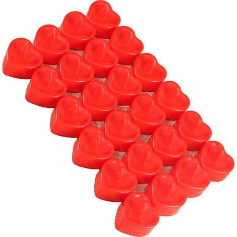 24 Stück herzförmige LED-Teelichter aus Kunststoff, flammenlos, geruchlos, mit Fernbedienung, rot, für die Heimdekoration (1/5)