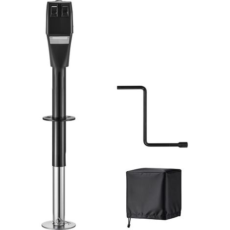 Vérin de remorque électrique, capacité 2268 kg, avec housse de protection étanche et éclairage LED, levée 230-686 mm, 12V DC, noir. (1/5)