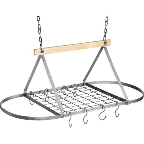 KitchenCraft Scaffale per pentole e padelle da soffitto in stile vintage per la cucina industriale, 32,5 x 80,5 x 40 cm (1' x 2,5' x 1,5') (1/5)