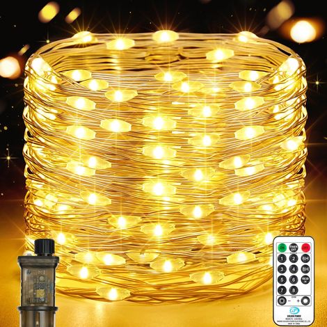Guirlande Lumineuse Chambre, 23M 200LEDs Guirlandes Lumineuses à LED, 8 Modes Etanche avec Prise pour Décoration Intérieure Extérieure, Noël, Jardin, Anniversaire, Mariage (Blanc Chaud, Lot de 2)