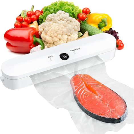 Machine Sous Vide, Machine Sous Vide Alimentaire, Compris 10pcs Sacs et pour Aliments, Viandes, Nourriture Sèche, Humide et Fraîche- Blanc (1/4)