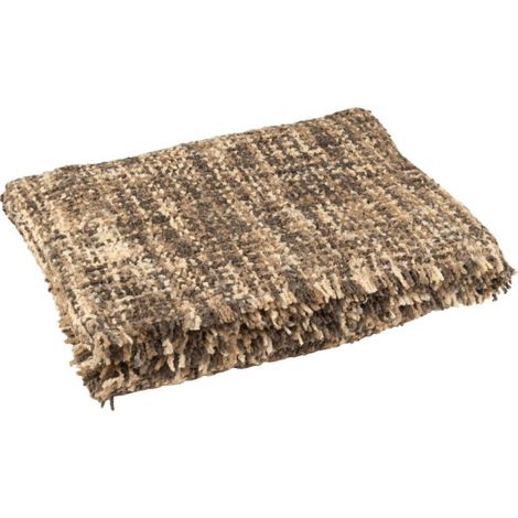 Plaid en Tweed "Cosy" 130x180cm Marron & Beige (1/4)