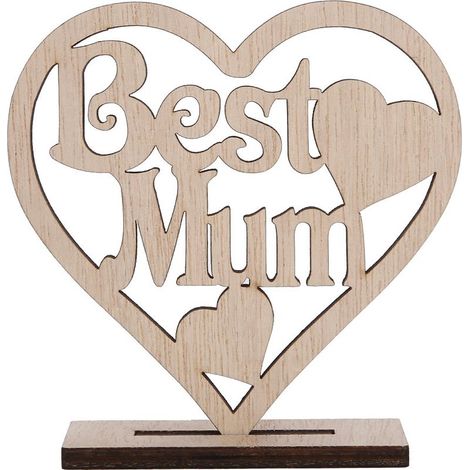Cœur en bois ornement artisanal en contreplaqué ajouré cadeau décoration pour anniversaire fête des mères meilleure maman (1/5)