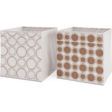 Scatola pieghevole , Bianco/Oro, 30 x 30 cm Set di 2, Vicco