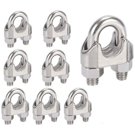 M8 Serre-câbles Etrier U Boulon Clip de Câble 304 Acier inoxydable Selle de pince de Câble Câble métallique Clips pour etendoir linge exterieur10PCS (1/5)