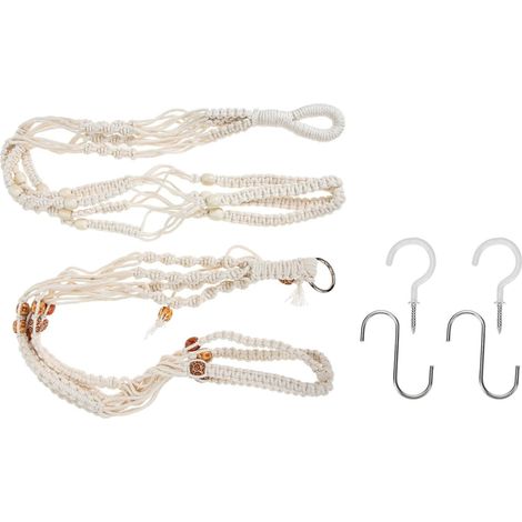 Panier suspendu Luxshiny pour pots de fleurs, en coton tissé à la main (1/5)