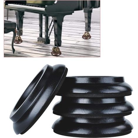 Set di 4 rotelle in legno massello per pianoforte verticale, con cuscinetti antiscivolo neri per proteggere il pavimento. (1/5)