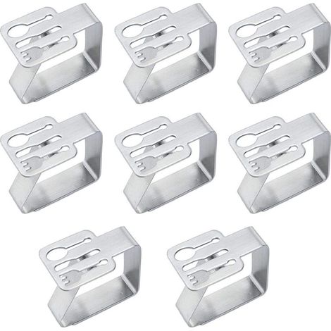 Pinzas Para Mantel - Acero Inoxidable - Forma De Vajilla - Ajustables Hasta 3 Cm - Para Exterior Fiesta Boda Picnic - 8 Unidades (1/5)