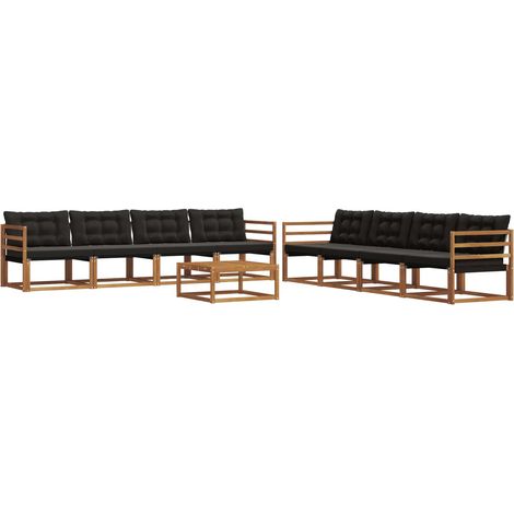 Outdoor Sofa Set with Cushion 9 pcs Natural and Black vidaXL (1/5)
