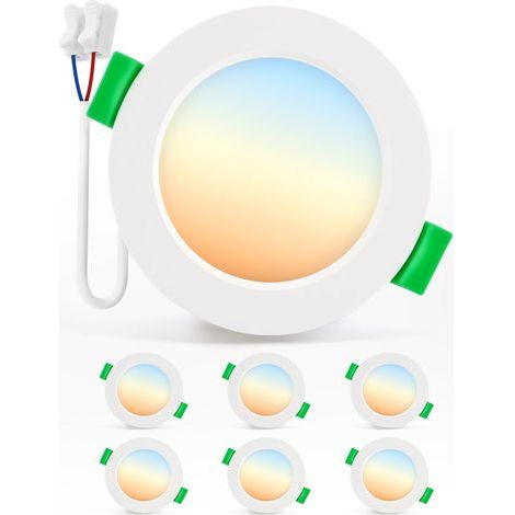 Set of 6 Recessed LED Spotlights, IP44, 4W 230V, Warm White, Neutral White, Cool White, 55-68mm Cutout, For Bathroom, Kitchen, Living Room (1/5)