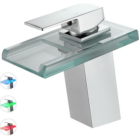 SOLEO Robinet mitigeur design bec cascade à LED lumineuses chrome brillant (1/5)