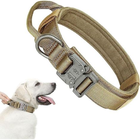 un Collier De Chien Kaki, Collier De Chien Tactique L (43-52cm), Pouls Et Forte Traction, Collier De Chien Rglable (1/5)
