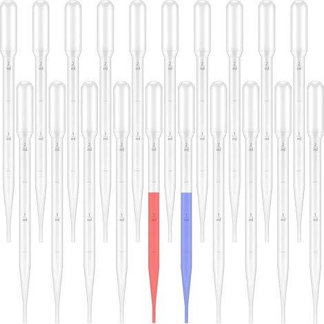 20 Pièces Pipette,Pipette Plastique,Pipette Graduée,Pipette de Transfert en Plastique,Compte-gouttes 2ml,Transparent,pour Transfert D'huiles Essentielles,Parfums,Liquides Divers (2ml) (1/5)