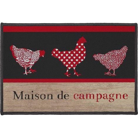 Tapis Déco Rectangle "Campagne" 40x60cm Rouge (1/2)