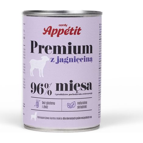 Alimento húmedo premium para perros adultos Comfy Appetit, sabor cordero, 400 g (1/4)