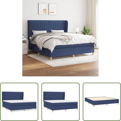vidaXL Kopfteil - Boxspringbett mit Matratze Blau 180x200 cm Stoff (1/5)