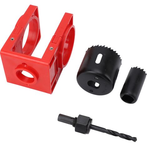Kit pose serrure avec gabarit perçage acier carbone et plastique scies cloche 25 54mm pour portes bois 35-44mm pêne dormant serrure rouge 4 pièces (1/5)