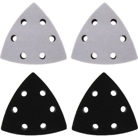 4 Pièce Triangulaire Tampon de Ponceuse de Remplacement, 90 x 90 x 90 mm Tampon de Remplacement de Ponceuse, 6 Trous Triangles Ponceuses de Tampon de Remplacement(Noir) (1/5)