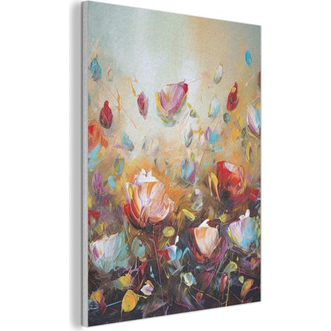 TABLEAU ACOUSTIQUE Fleurs - Art - Nature - Peinture à l'huile Décoration Maison 70x100 cm (1/5)