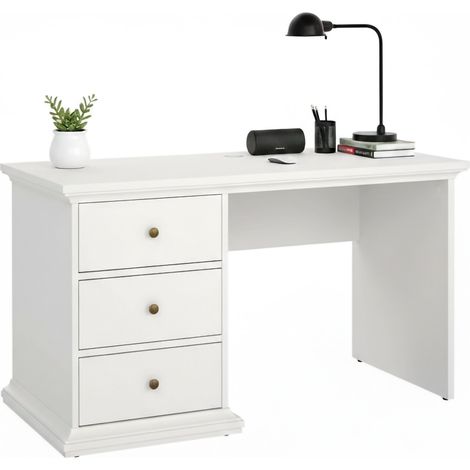 Schreibtisch Agia, 3 Schubladen, 61.6x130x73.9h cm Weiß