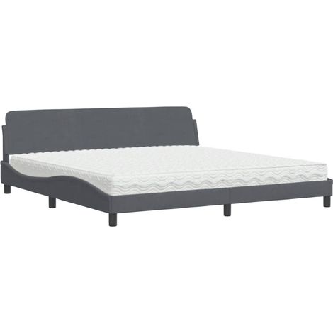 Maison Exclusive - Bett mit Matratze "Dover" Dunkelgrau 200x200 c (1/5)
