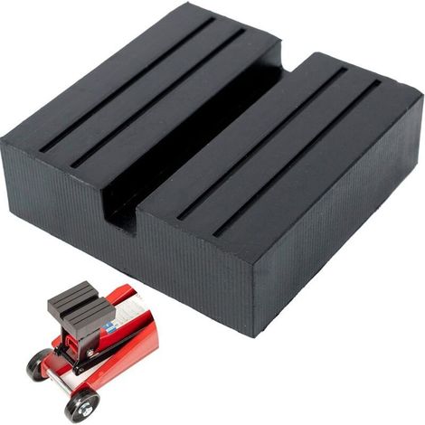 Support Universel en Caoutchouc pour cric, Support 75x75x25 mm avec découpe en U, pour Toutes Les Voitures jusqu'à 3.5 tonnes, cric antidérapant pour la manœuvre des crics (1/4)