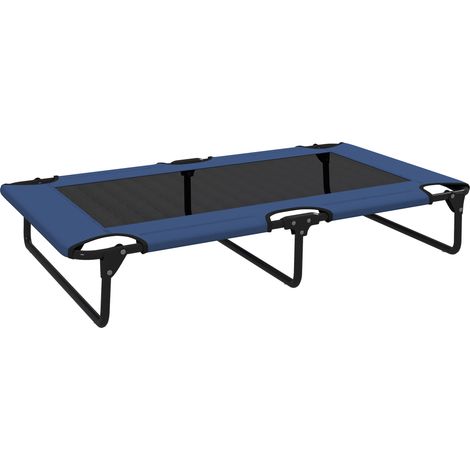 Lit de repos surélevé pliable pour chien, rafraîchissant, lit de camp pour animal en filet aéré 107x61x20cm bleu marine (1/5)