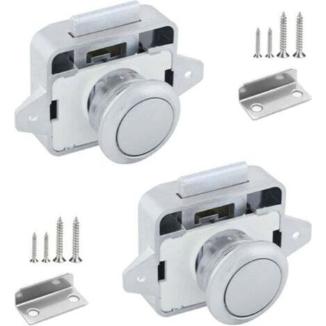 ZVD-2 Pieces Push Button Latch Motorhome Lock Metal 14-16mm Push Button Keyless Door Furniture Door Lock with Screws for Campervan Cupboard Yachts Drawer Caravan Cabinet (1/4)