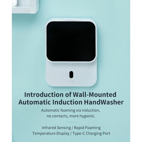 Nouveau distributeur automatique de savon de capteur infrarouge de Machine à laver d'écran d'affichage de LED de rondelle de main de mousse d'induction pour le mur de salle de bains blanc (1/5)