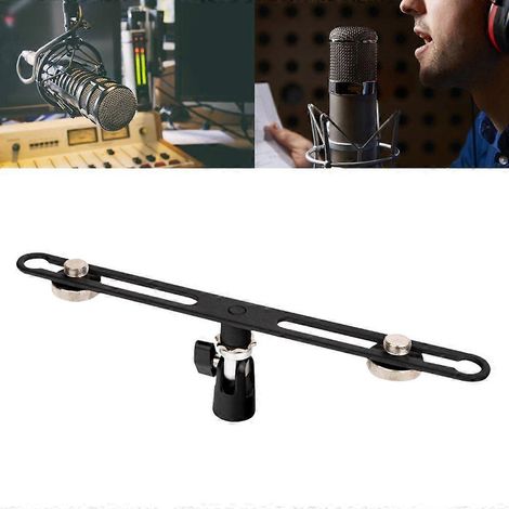 Supports de microphone doubles, tiges de microphone réglables avec filetage 5/8" (1/4)
