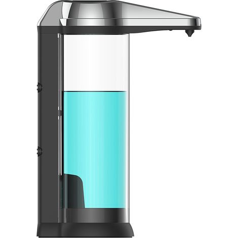 Distributeur automatique de savon liquide rechargeable sans contact de 500 ml, fixé au mur, noir (1/2)