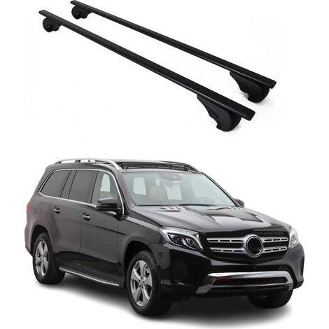 OMAC Barres de toit pour Mercedes Classe GL GLS X166 2013-2019 – TÜV / DIN 75302:2019 – Antivol inclus – Charge max 75 kg – 2 barres Noir (1/4)
