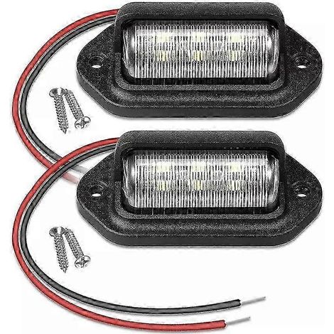 1 jeu de 6 LED blanches pour éclairage de plaque d'immatriculation de voiture (SUV, camion, remorque, fourgonnette) (1/5)