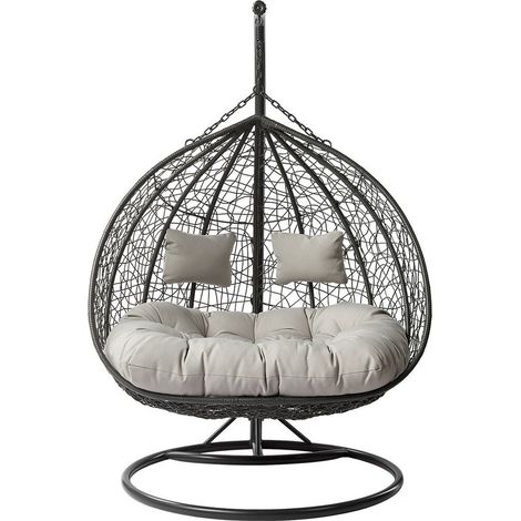 Silla colgante Comfivo 325, Gris + Gris claro, 200x132x120cm, Metal, Mimbre plástico, Tapiz (1/5)
