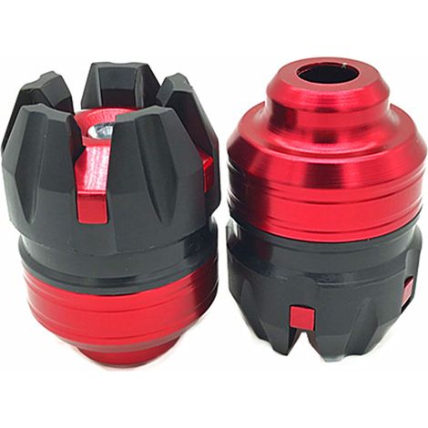 1 paire de coupelles de fourche avant de moto en alliage d'aluminium, protection anti-chute, pour modification, rouge (1/5)