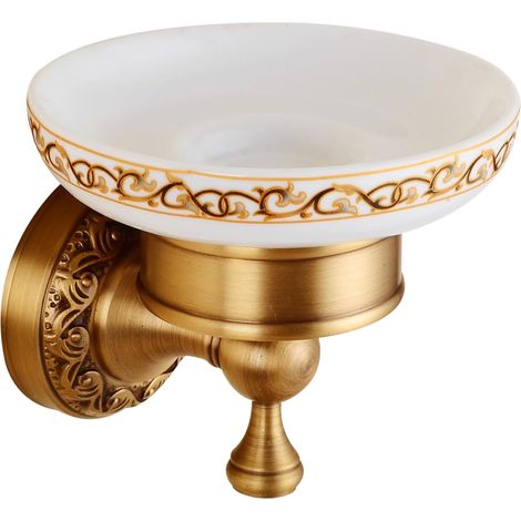 Wandmontierter Seifenhalter fürs Badezimmer, antikes Messingmuster, gebürstete Bronze (1/5)