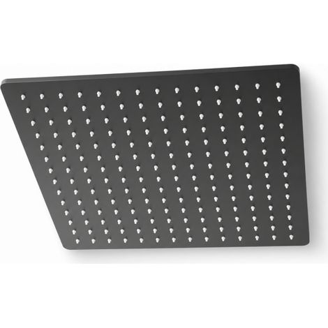 Soffione Doccia Per Bagno Ultra Slim Moderno Quadrato 25x25 cm Nero 1/2" 87883